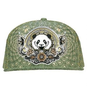 Grassroots Third Eye Pinecones Panda Green Fitted Cap